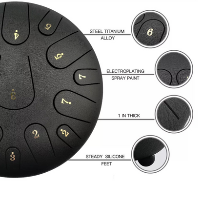 12-Inch Steel Tongue Drum – 15-Note Handpan in C Minor